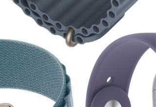 Remme til Apple Watch Series 11: Sportsrem i sart lilla, Ocean-rem i stålblå og Alpine Loop i lyseblå