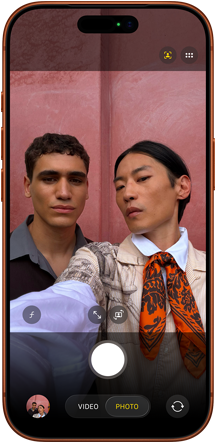 iPhone 17 Pro vist forfra med I fokus-funktion til billeder