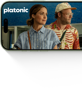 iPhone 17 vist forfra viser Apple TV+-serien Platonic