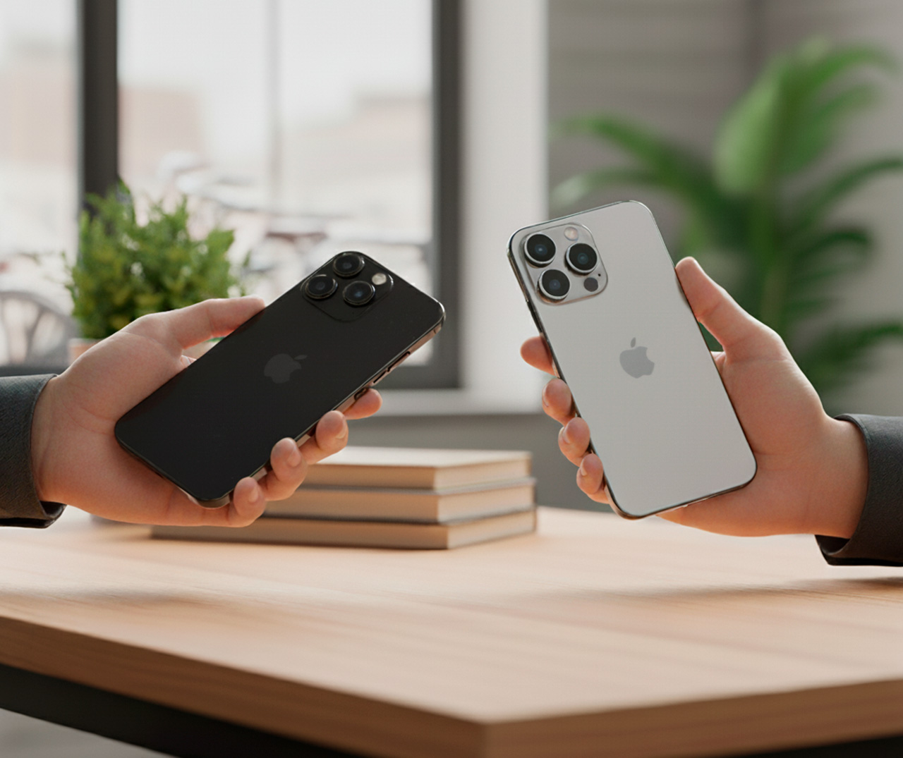 Glade medarbejdere med Apple-enheder