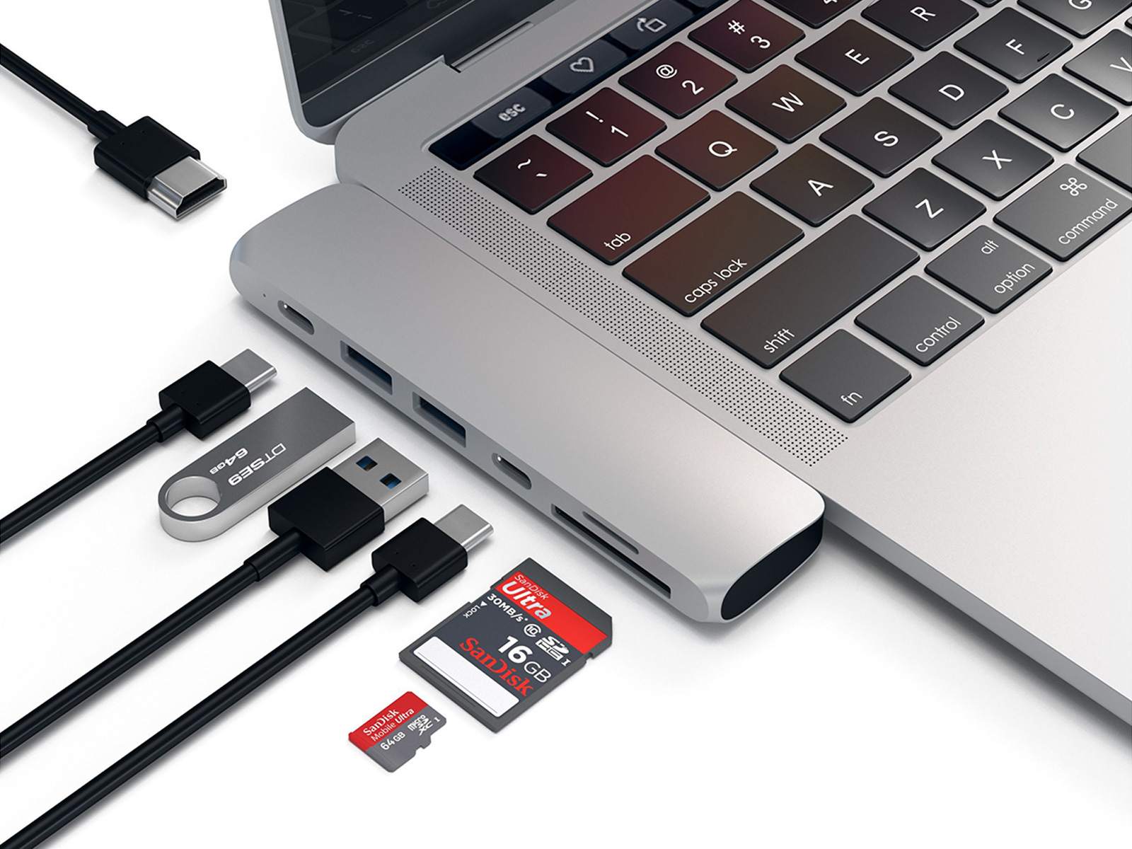 Køb USB-C PRO Hub 4K HDMI Silver 4K Thunderbolt 3,2USB3.0,2USB-C, SD/MicroSD |  Humac Premium Reseller